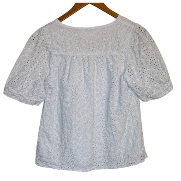 Draper James Top Women Small White Eyelet Cottage Cotton Prairie Feminine - Picture 5 of 8
